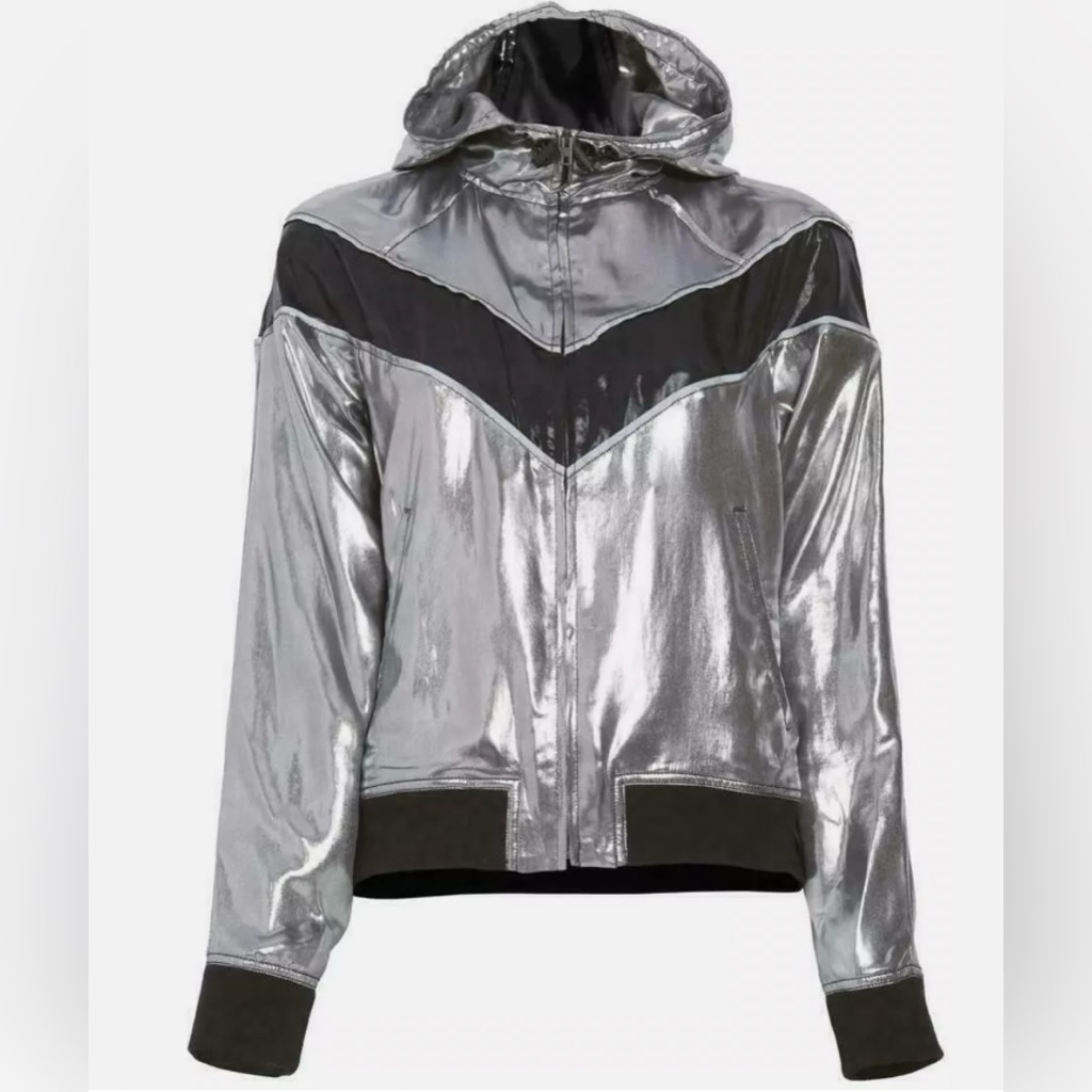 Rag & Bone Sloane Jacket Silver Metallic Grey Black Sporty M
